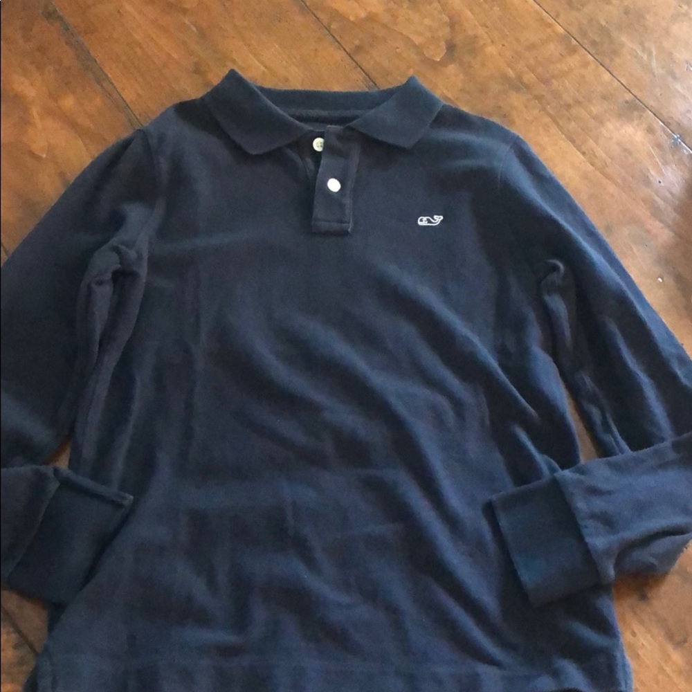 Vineyard Vines boys navy long sleeve polo shirt.
